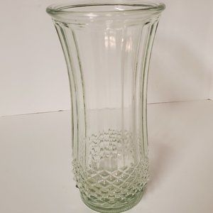 Beautiful Vintage Hoosier Clear Glass Vase 9 3/4" Ribbed & Diamond Design V3